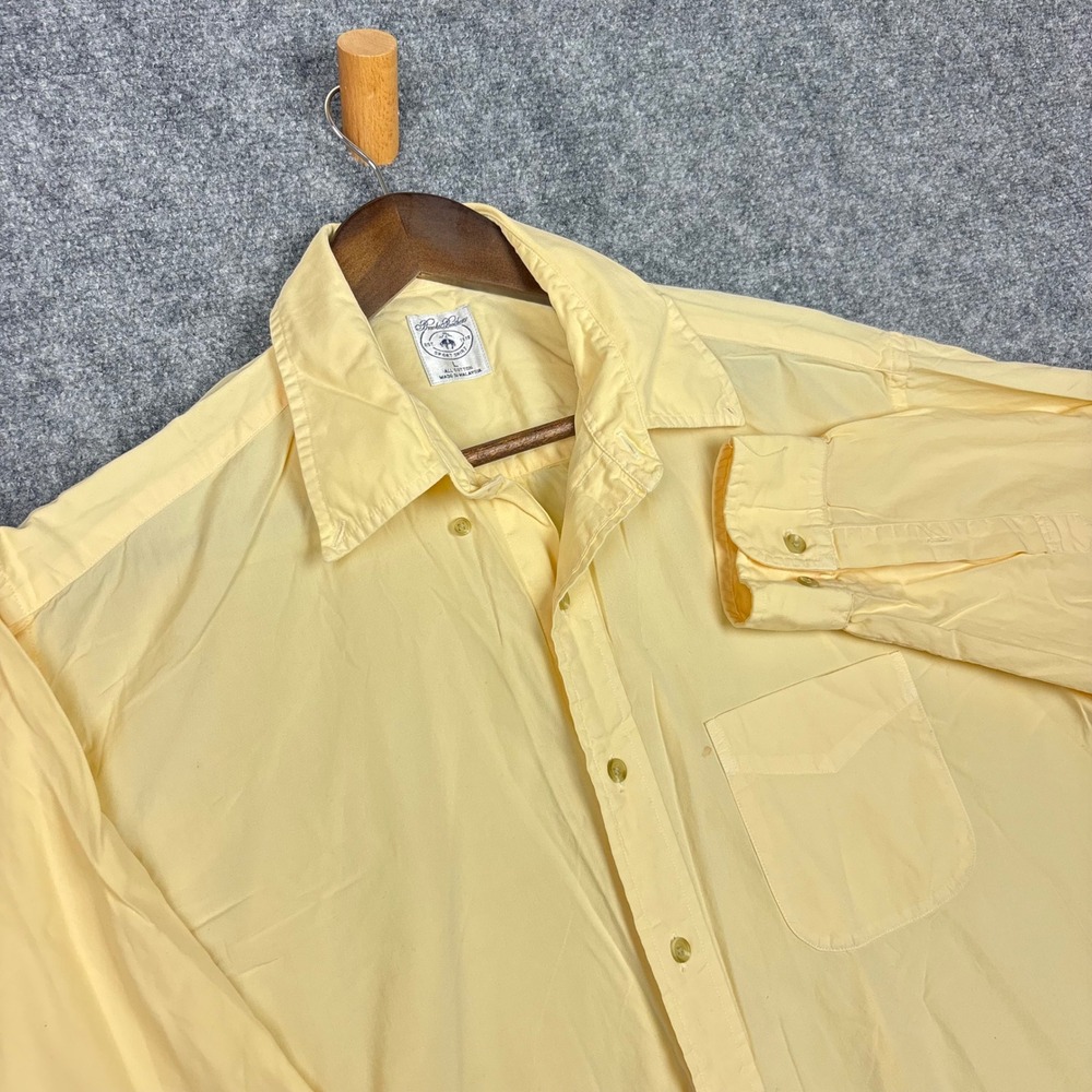 Brooks Brothers Sport Shirt Mens Large Yellow Cotton Long Sleeve Button Down